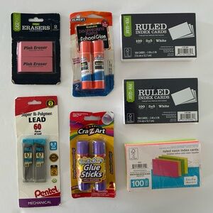 🦋 5/$25 - School Supplies: Index Cards, Glue Sticks, and Mechanical Pencil Lead